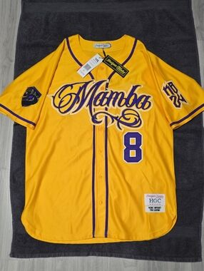 Mamba Gold & Purple Number 8 Baseball Jersey